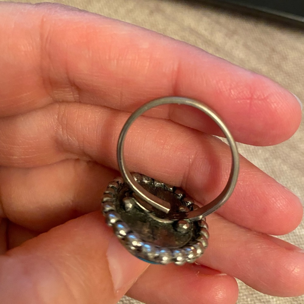 Large Turquoise Stone Adjustable Ring Vintage - image 6